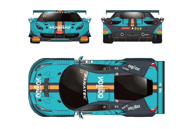 Yogibo Racingのフェラーリ488 GT3エボのカラーリング