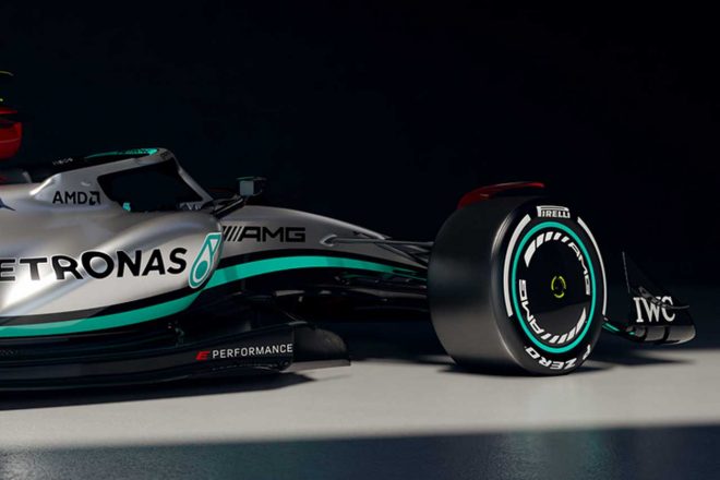 メルセデスF1の2022年型マシン『W13』／フロント右サイド