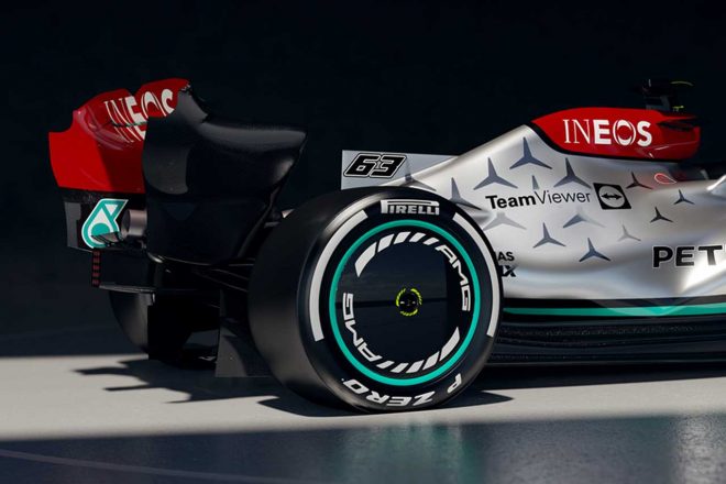 メルセデスF1の2022年型マシン『W13』／リヤ右サイド