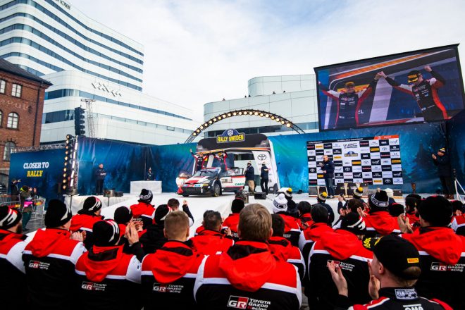 優勝したTOYOTA GAZOO Racing WRT（トヨタGRヤリス・ラリー1）　2022年WRC第2戦スウェーデン