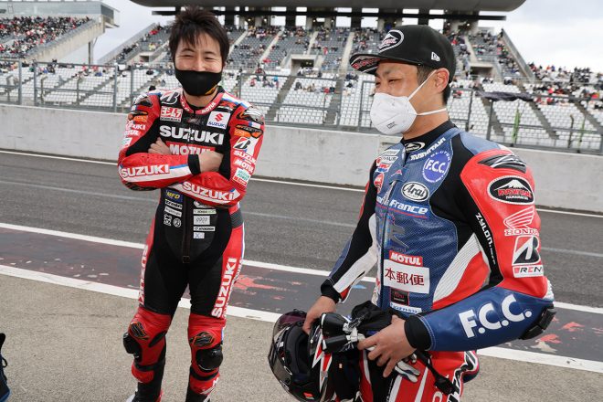 渡辺一樹（ヨシムラSERT Motul）、高橋裕紀（F.C.C.TSR Honda France）／鈴鹿サーキット60周年ファン感謝デー