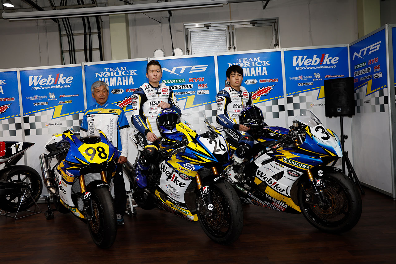 2022全日本ロード：阿部光雄監督、阿部真生騎、青田魁（Webike Team NORICK YAMAHA）