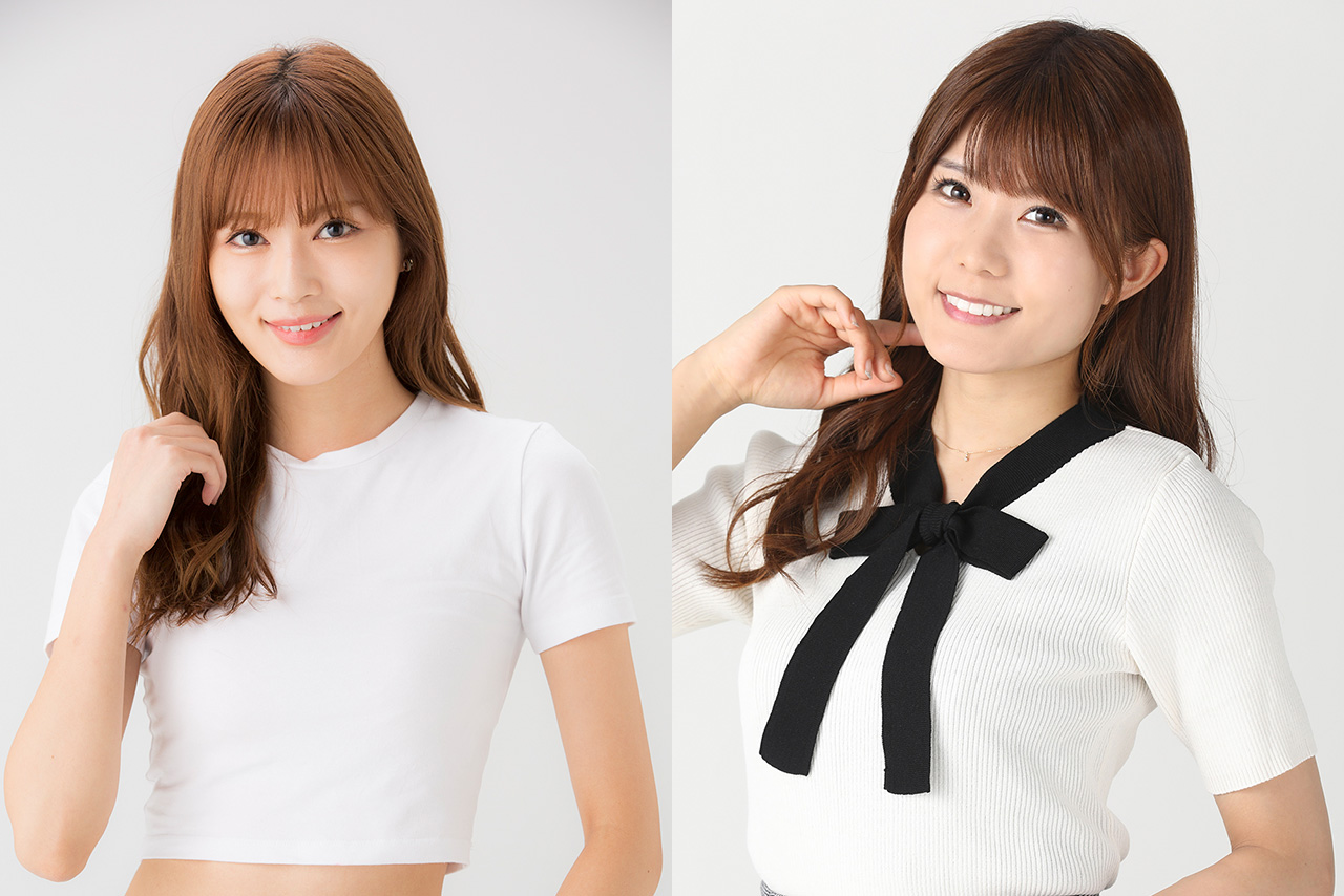 Mobil1レーシングサポーターズを務める知本真以子さん（左）と宮瀬七海さん（右）