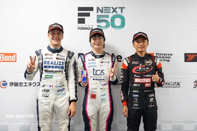 2022スーパーフォーミュラ第8戦もてぎ　サッシャ・フェネストラズ（KONDO RACING）／大湯都史樹（TCS NAKAJIMA RACING）／野尻智紀（TEAM MUGEN）