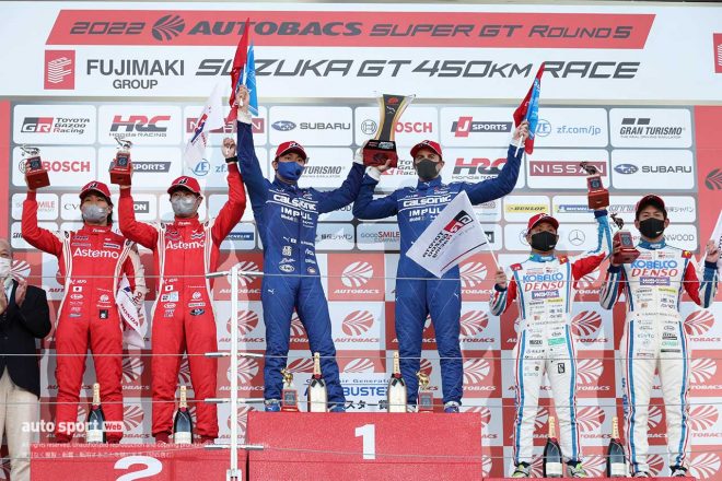 2022スーパーGT第5戦鈴鹿　GT500クラスの表彰台