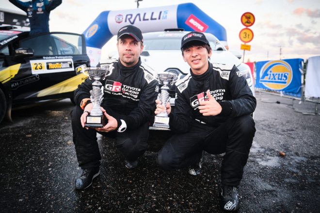 SM4クラスで3位となった大竹直生／マルコ・サルミネン組（ルノー・クリオ・ラリー4）　2022ラリー・ミッケリ