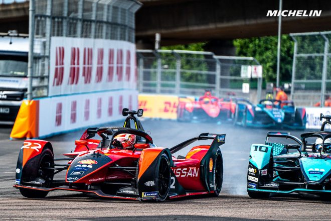 ミシュランは2021/2022年“シーズン8”の閉幕をもって公式タイヤサプライヤーの役目を終えた。 マキシミリアン・ギュンター(ニッサン・e.ダムス)