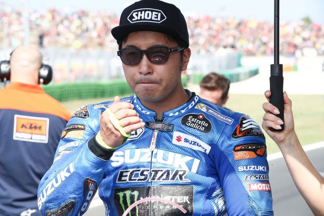 グリッドにつく渡辺一樹（チーム・スズキ・エクスター）／2022MotoGP第14戦サンマリノGP 決勝