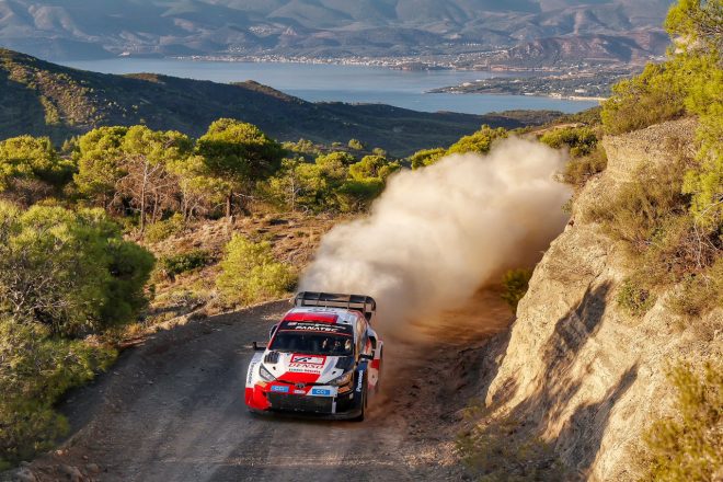 ルーズグラベルの“掃除役”となりペースを上げることができなかったカッレ・ロバンペラ／ヨンネ・ハルットゥネン組（トヨタGRヤリス・ラリー1）　2022年WRC第10戦アクロポリス・ラリー・ギリシャ