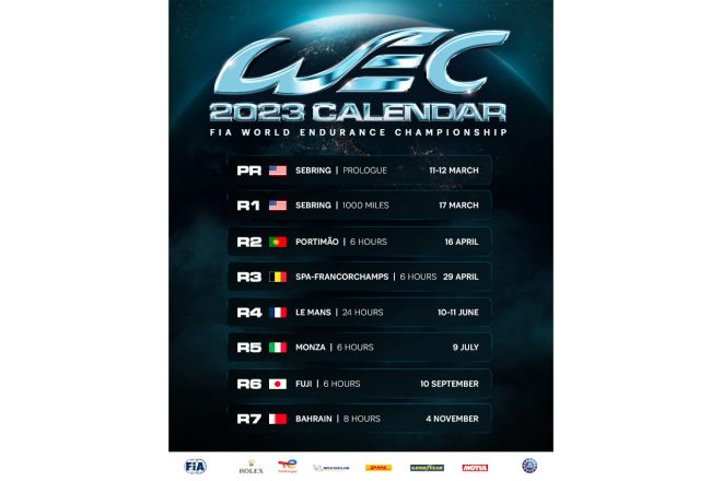 9月29日に発表されたWEC世界耐久選手権2023年シーズンカレンダー