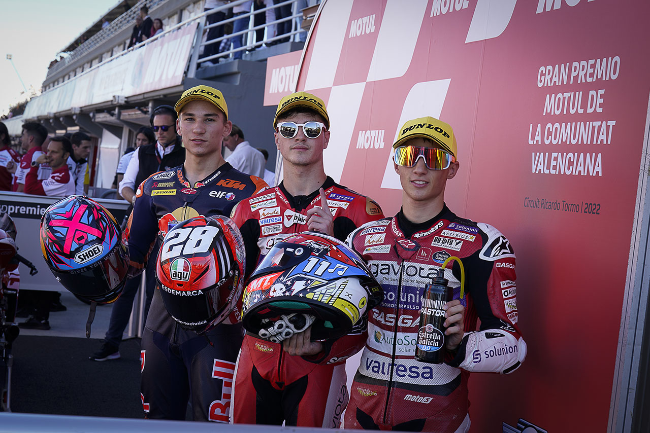 Moto3：ポールを獲得したイサン・グエバラ、デニス・オンジュ、セルジオ・ガルシア／2022MotoGP第20戦バレンシアGP