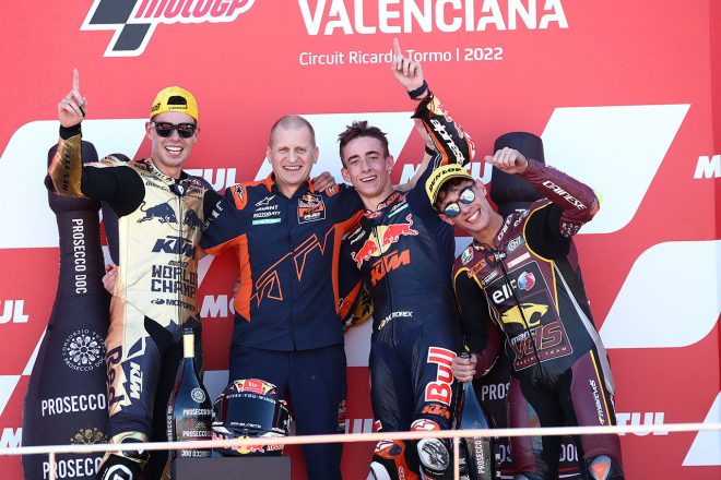 Moto2：ペドロ・アコスタ、アウグスト・フェルナンデス、トニー・アルボリーノ／2022MotoGP第20戦バレンシアGP