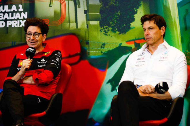 2022年F1 フェラーリF1代表のマッティア・ビノットとメルセデスF1代表トト・ウォルフ