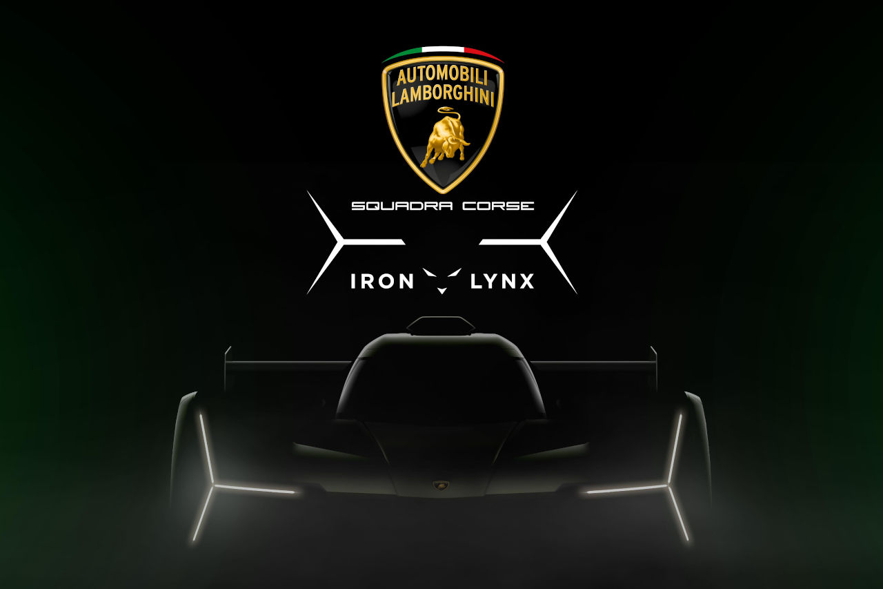 ランボルギーニのLMDHカーは、バンク角90度のV8ツインターボエンジンを搭載する