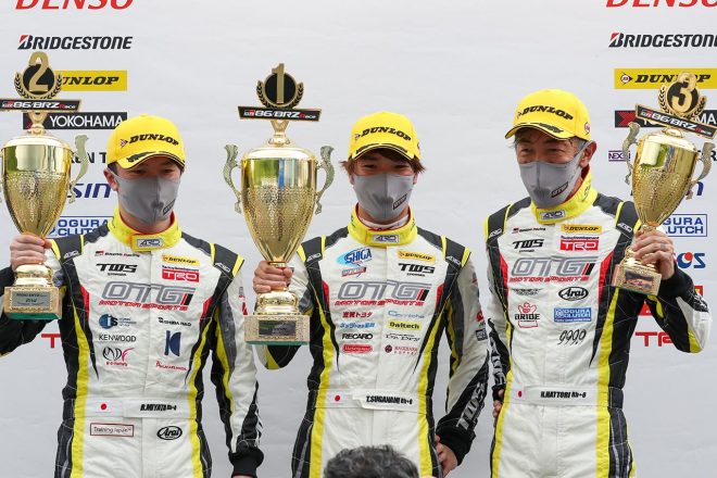 TGR 86/BRZ Race2021年第3戦オートポリス　OTG勢が表彰台を占め、菅波が優勝を飾った。2位は宮田莉朋、3位は服部尚貴