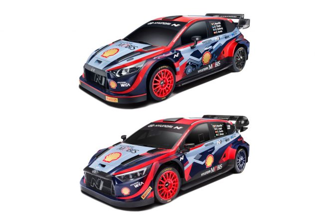 ヒョンデi20 Nラリー1（上段2022年仕様／下段2023年仕様） ヒョンデ・シェル・モビスWRT