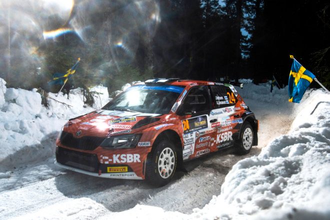 WRC2クラス首位につけたヤリ・フッツネン（シュコダ・ファビア・ラリー2エボ）　2023年WRC第2戦ラリー・スウェーデン