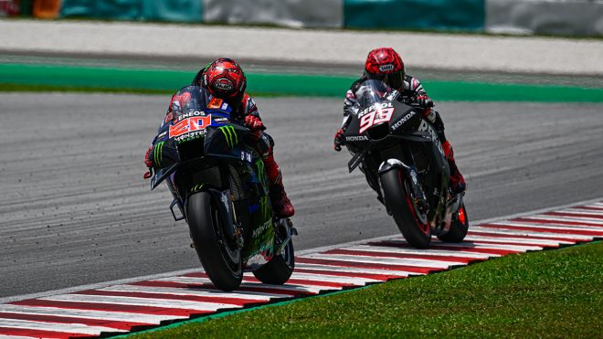 ファビオ・クアルタラロ（モンスターエナジー・ヤマハMotoGP）とマルク・マルケス（レプソル・ホンダ・チーム）／2023MotoGPセパン公式テスト1日目