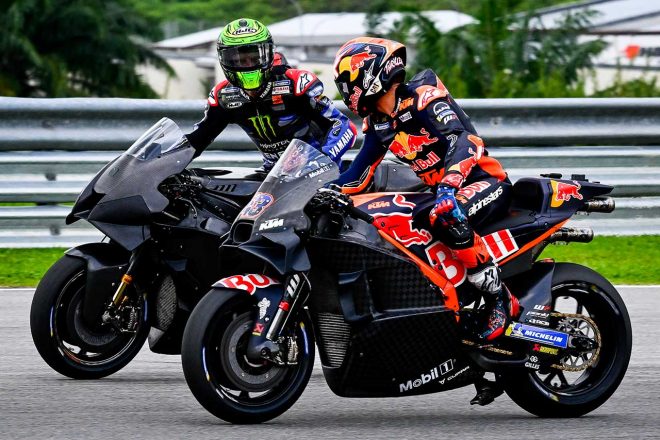 ファビオ・クアルタラロ（モンスターエナジー・ヤマハMotoGP）とジャック・ミラー（レッドブルKTMファクトリー・レーシング）／2023MotoGPセパン公式テスト2日目