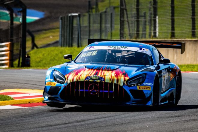 プロ・アマクラスを僅差で制した75号車メルセデスAMG GT3（サンエナジー1・バイ・SPS）　2023年IGTC第2戦キャラミ9時間