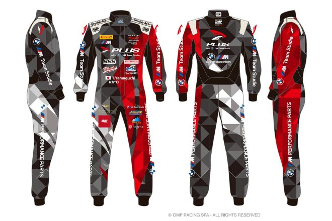 Plus with BMW Team Studieの山口智英と荒聖治が着用するレーシングスーツのデザイン