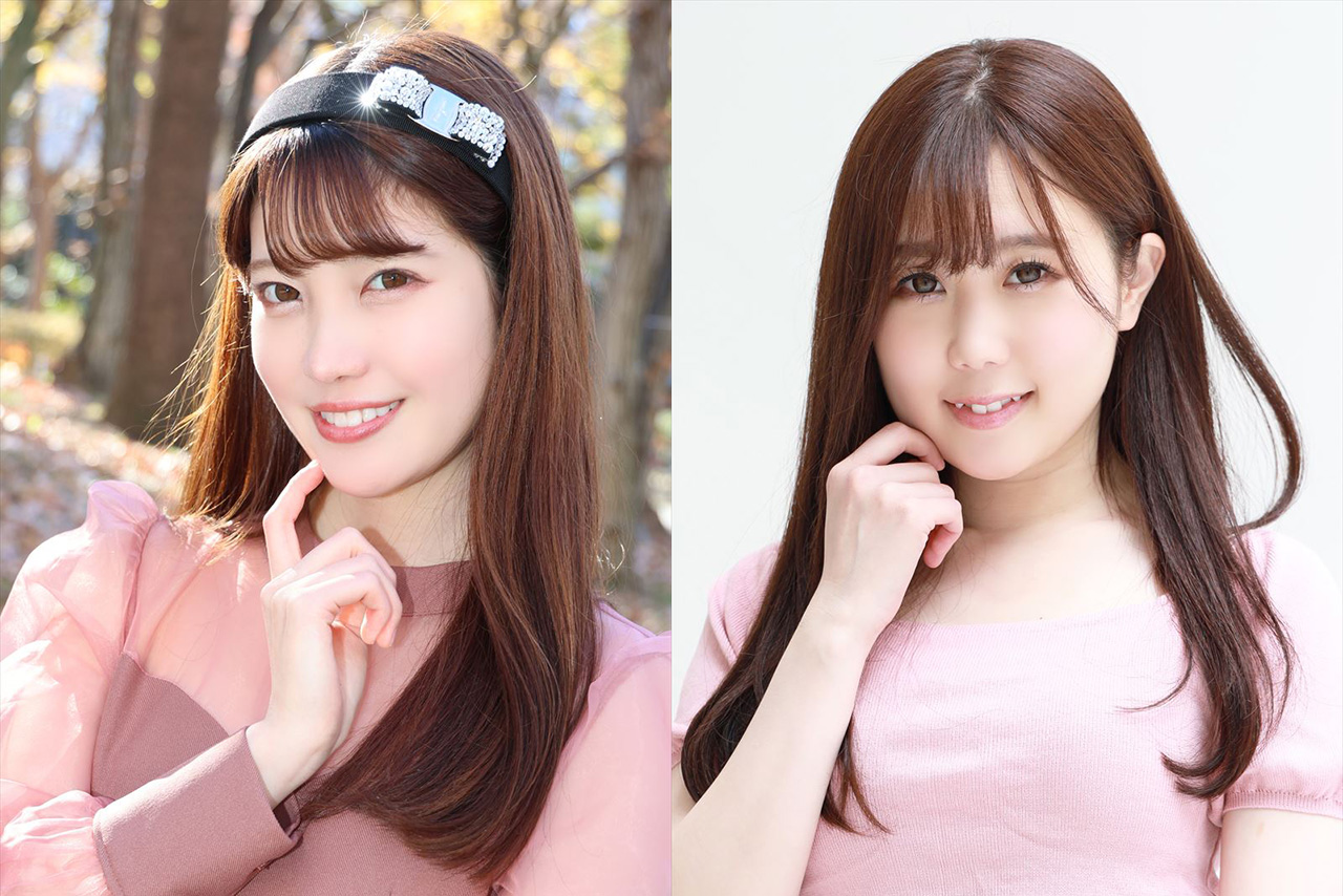 TEAN NOPROのレースクイーンを務める赤城ありささん（左）と鈴乃八雲さん（右）