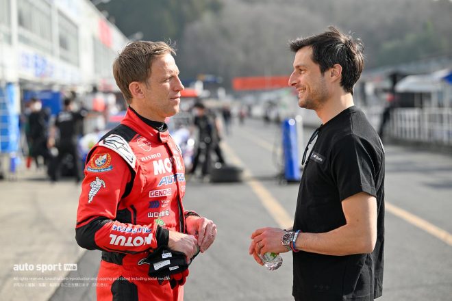 2023スーパーGT岡山公式テスト　以前からの知り合いだというブルーノ・スペングラーとロニー・クインタレッリ