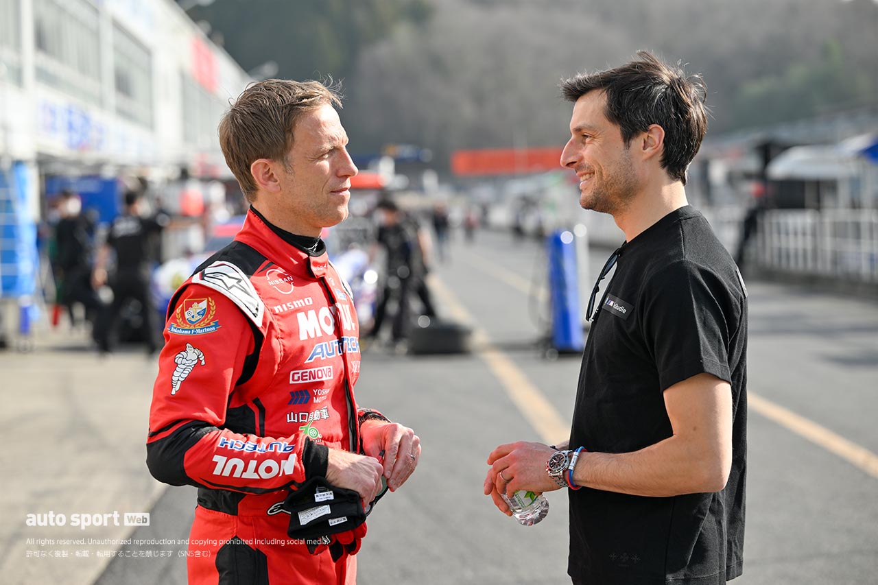 2023スーパーGT岡山公式テスト　以前からの知り合いだというブルーノ・スペングラーとロニー・クインタレッリ