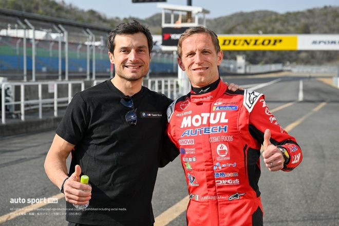 2023スーパーGT岡山公式テスト　以前からの知り合いだというブルーノ・スペングラーとロニー・クインタレッリ