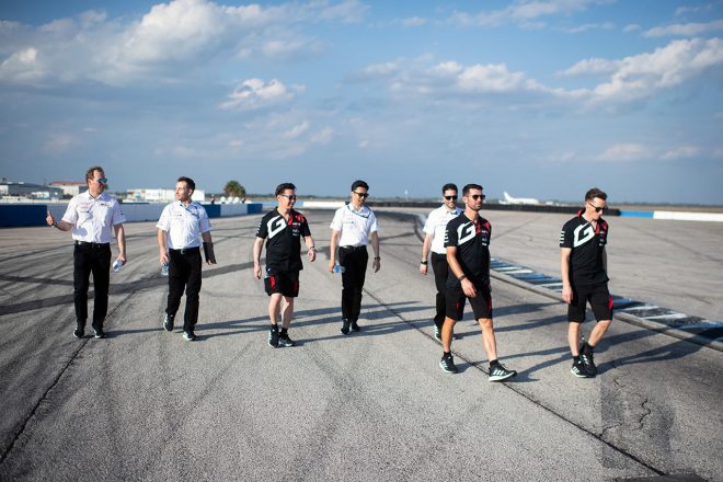 走行前日の3月10日、セブリング・インターナショナル・レースウェイのコース下見を行うトヨタGAZOO Racingの面々