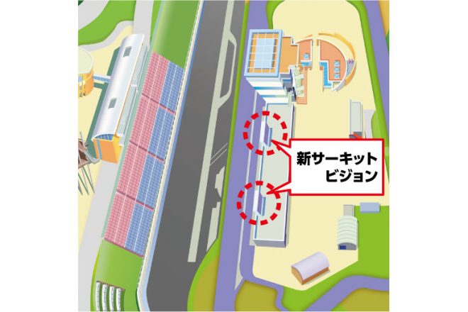 新しいサーキットビジョンはピット上に2基設置される