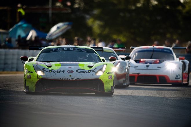 木村武史がLMGTEアマクラス3位表彰台に登壇したケッセル・レーシングの57号車フェラーリ488 GTE Evo