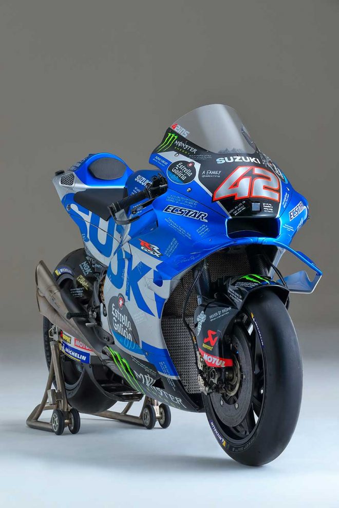 2022年MotoGPの最終戦バレンシアGPでアレックス・リンス（チーム・スズキ・エクスター）が使用したスズキGSX-RR