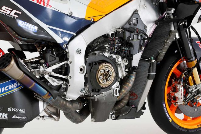 2022年型ホンダRC213Vのエンジン周り