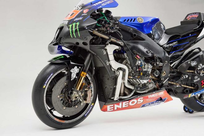 2022年シーズンの最終戦でファビオ・クアルタラロ（モンスターエナジー・ヤマハMotoGP）が使用したヤマハYZR-M1