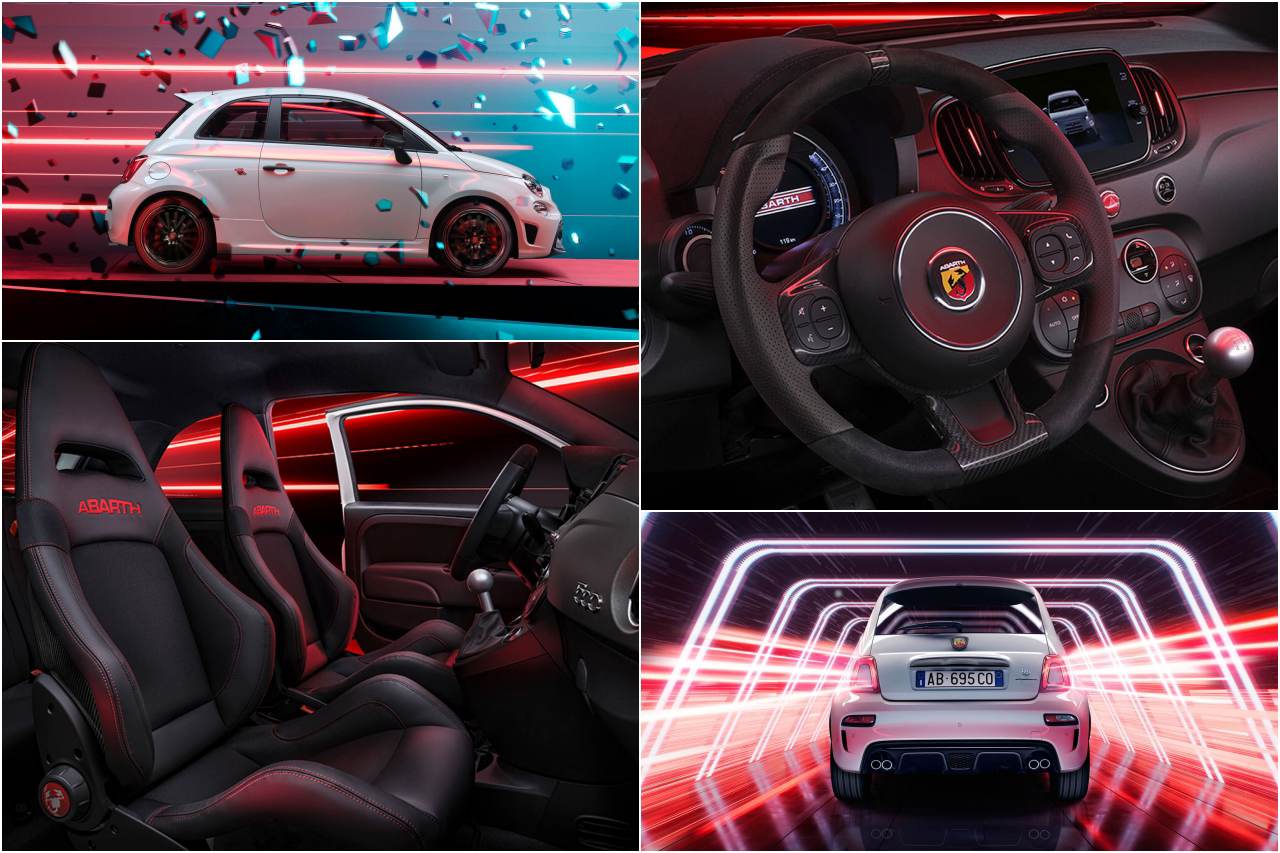 『695 Competizione（コンペティツィオーネ）』　には左ハンドルの5速MT仕様と右のAMT仕様が設定されている
