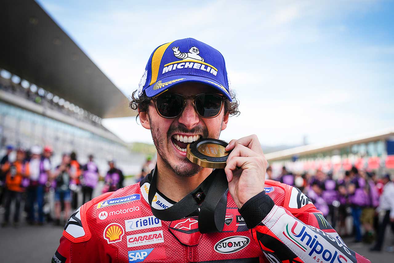 スプリントレース初代勝者となったフランセスコ・バニャイア（ドゥカティ・レノボ・チーム）／2023MotoGP第1戦ポルトガルGP