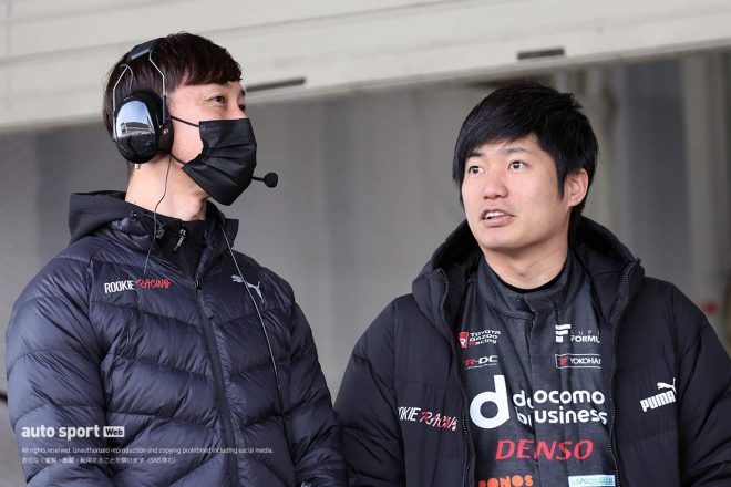 石浦宏明監督と大嶋和也（docomo business ROOKIE）。2007年、スーパーGT・GT300クラスのタイトルを獲得したコンビでもある
