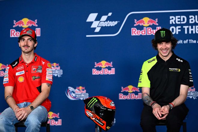 2023MotoGP第3戦アメリカズGPのプレスカンファレンスに出席したフランセスコ・バニャイア、マルコ・ベゼッチ