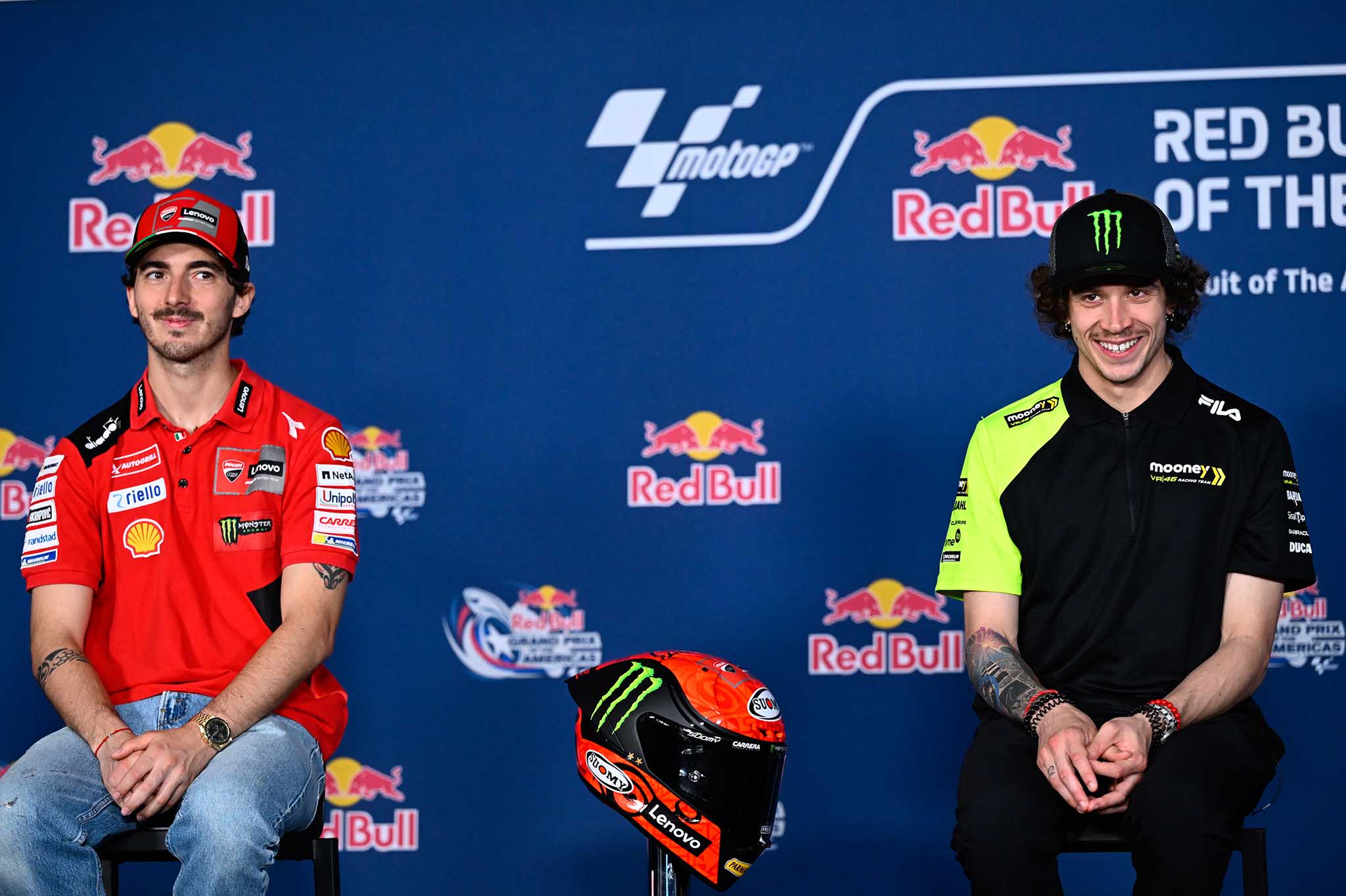 2023MotoGP第3戦アメリカズGPのプレスカンファレンスに出席したフランセスコ・バニャイア、マルコ・ベゼッチ