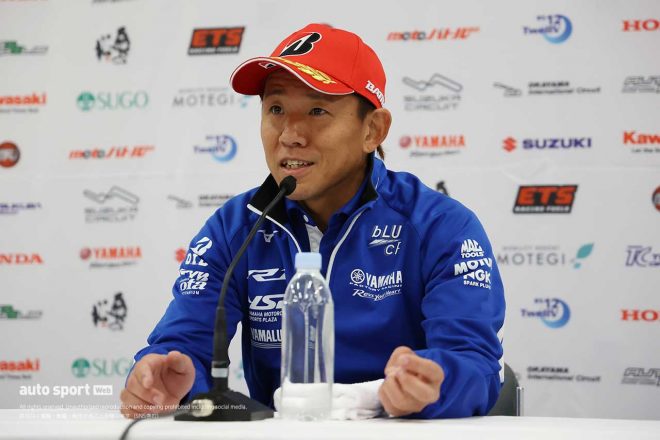 中須賀克行（YAMAHA FACTORY RACING TEAM）／2023全日本ロード第2戦鈴鹿2&4 JSB1000 ポール会見