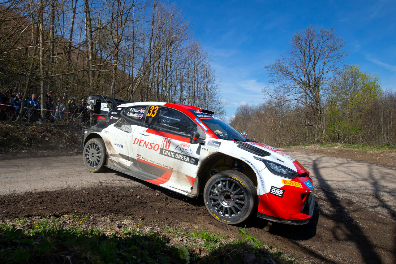 ラリー最終日を前に総合首位に浮上したエルフィン・エバンス／スコット・マーティン組（トヨタGRヤリス・ラリー1）　2023年WRC第4戦クロアチア・ラリー