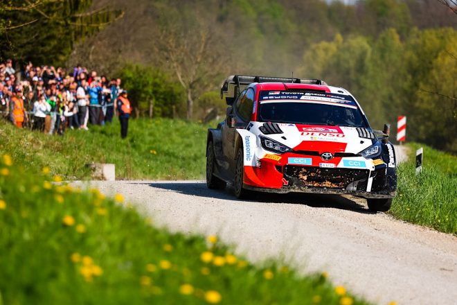 1年半ぶりの総合優勝を達成したエルフィン・エバンス／スコット・マーティン組（トヨタGRヤリス・ラリー1）　2023年WRC第4戦クロアチア・ラリー