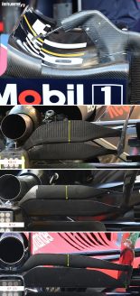 レッドブルRB19のリヤウイング／レッドブルRB19、メルセデスW14、フェラーリSF-23のビームウイング比較