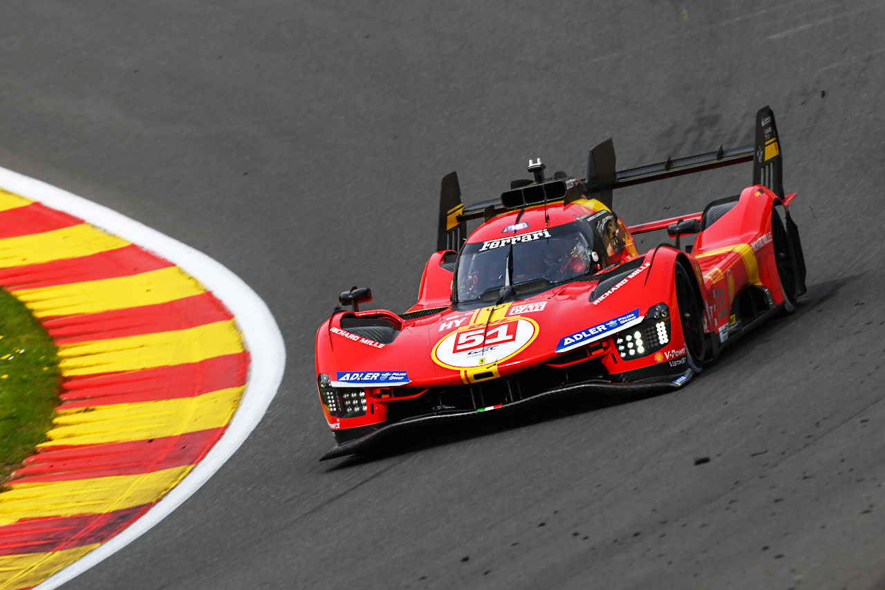 トラックリミット違反により、今季初となるはずだったポールポジションが幻となった51号車フェラーリ499P（フェラーリ・AFコルセ）　2023年WEC第3戦スパ6時間レース