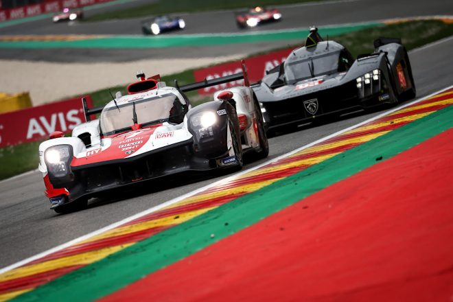 姉妹車8号車を引き連れ、今季2勝目を飾った7号車トヨタGR010ハイブリッド（TOYOTA GAZOO Racing）　2023年WEC第3戦スパ6時間レース