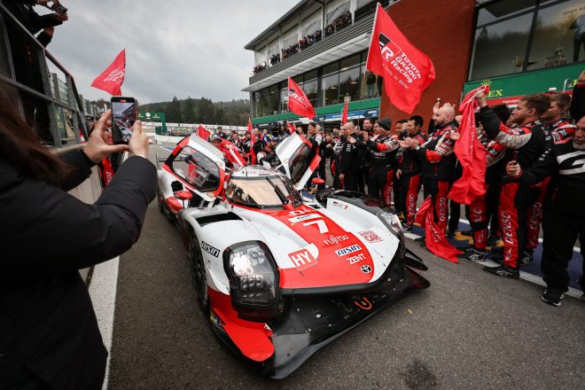 優勝した7号車トヨタGR010ハイブリッド（マイク・コンウェイ／小林可夢偉／ホセ-マリア・ロペス組）　2023年WEC第3戦スパ6時間レース