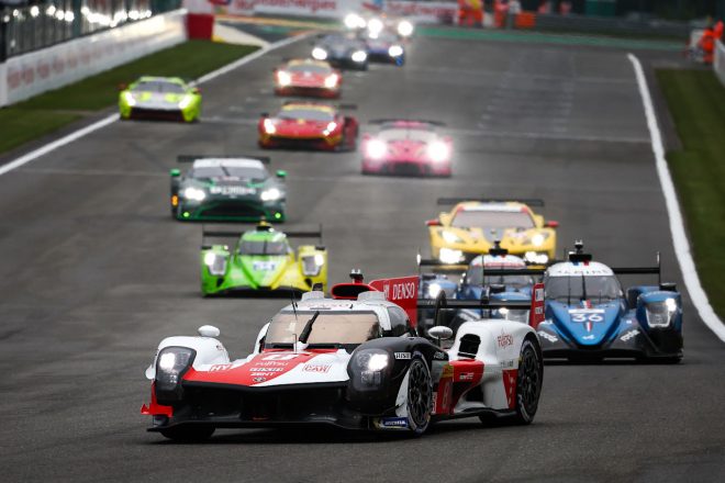 グリッド最後列の36番手からスタートし2位表彰台を獲得した8号車トヨタGR010ハイブリッド（セバスチャン・ブエミ／ブレンドン・ハートレー／平川亮組）　2023年WEC第3戦スパ6時間レース