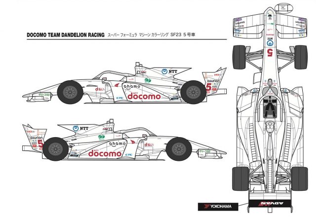 2023年のDOCOMO TEAM DANDELION RACING　5号車のカラーリングイメージ