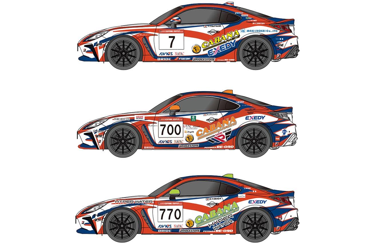 T by Two CABANA Racingの3台のマシンカラーリング